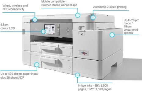 Brother Wireless Colour Inkjet Printer – 4-in-1, A4, High Capacity, Ink Included