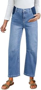 BLENCOT Womens Maternity Elastic Hight Waisted Wide Leg Jeans Pregnant Baggy Jeans Barrel Denim Trouser Pregnancy Pants P4 Blue 2XL