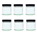 Elegant and Durable Clear Glass Jars with Airtight Black Lids - Perfect for Candlemaking, Storage, DIY Beauty and Gifting - Heat-Resistant, Refillable & Stylishly Compact (120ml, Set of 6)