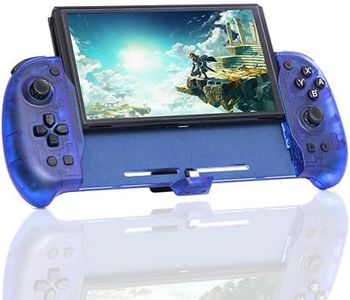 ECHZOVE Nintendo Switch OLED Controller Grip, Ergonomic Controller for Switch OLED and Switch with Gravity Induction of Six-Axis Gyroscope, Double Motor Vibration, Kickstand and Game Card Slot-Blue