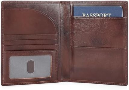 Polare Full Grain Leather Passport Holder RFID Blocking Travel Bifold Wallet Passport Holders 2 Passports, Coffee, Slim