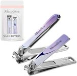 MelodySusie Nail Clippers Set, Ultra Sharp Toenail Clippers, Stainless Steel Nail Clippers for Men Women, 2 in 1 Fingernail Clipper Nail Cutter, Stocking Stuffers Gifts, Purple