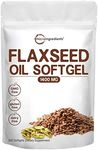 Flaxseed Oil 1400mg Softgels, 300 Counts | w/ 700mg ALA Omega 3, Cold Pressed, Rich in Fatty Acids, Alpha Linolenic Acid, Support Heart Health & Immune System | Non-GMO, No Gluten - 300 Servings