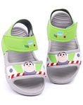 Disney Toy Story Buzz Lightyear Sandals Kids Toddlers | Boys Girls Superhero Sliders with Supportive Strap | Green Grey Summer Shoes Footwear