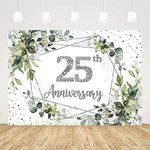 Ticuenicoa 10x7ft Happy 25th Anniversary Backdrop for Photography Greenery Celebrating 25 Years of Marriage Background Cheers to 25 Years of Marriage 25th Birthday Party Supplies Decorations Banner