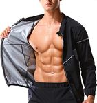 NINGMI Sauna Suit Men Long Sleeve Sweat Sauna Jacket Zipper Workout Sauna Shirt Fitness Sweat Top