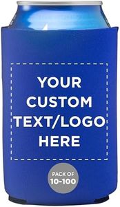 Custom Neoprene Collapsible Can Coolers 12 oz. Set of 100, Personalized Bulk Pack - Great for Beer, Soda, Other Beverages - Royal Blue