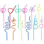 12PCS Kids Straws, Reusable Party Straws for Kids Birthday Party (B)