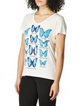 Hanes Women's Short Sleeve V-Neck Graphic T-Shirt, Butterfly Collection, Medium