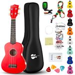 Soprano Ukulele Kit for Beginner Adult Student 21 Inch Ukelele Gig Bag Strap String Tuner Songbook Pick Polishing Cloth