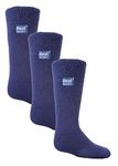 HEAT HOLDERS Kids Thermal Socks for Winter | 3 Pair Mutlipack | Boys & Girls Warm Socks with Fluffy Fleece Inner (2-5, Indigo Blue), 8-11 Years