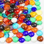 Vorentxia 200pcs Glass Pebbles Multicolored 900g Stones Beads Sparkling Glass Beads Flat Marble Beads Crystal Glass Beads for Vases Decorative Glass Stones for Aquarium Landscaping Garden Flowerpot