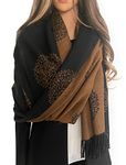 Cashmere Tree Life Blanket Scarf - Reversible Scarf Women Pashmina Shawl, Winter Scarfs Women, Large Wrap, Warm Scarf, Tree of Life Print Ladies Scarves Long Wraps, Womens Gifts (3: Black)