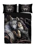 Soul Bond Duvet Covers Set with Pillowcases for Double Bed, Gothic Home Decor, Alternative Tribal Dark Fantasy Bedding, Artwork by Anne Stokes