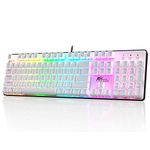 RK ROYAL KLUDGE RK920 Full Size Mechanical Keyboard, Rainbow Backlit Gaming Keyboard, 104 Keys Wired Mechanical Keyboard with Number Pad, Tactile Brown Switch