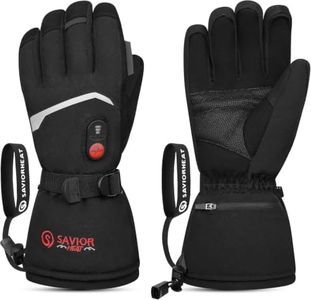SAVIOR HEAT Upgraded Rechargeable Heated Gloves for Men & Women, 3000mAh Electric Heated Gloves with 3 Heat Levels Up to 150°F, Waterproof Ski Glove for Skiing, Snowbording, Camping, Hiking (XS)
