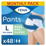 TENA Pants Super, 48 pairs of Unisex Incontinence Pants (4 x 12 packs) for Women and Men with Heavy Bladder Weakness, Designed for Active Everyday Life with Triple Protection and Dual Absorption Zones, Size Large