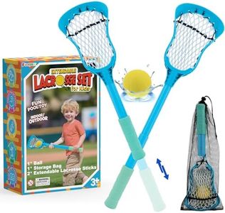 Foayex Adjustable Kids Lacrosse Stick Toddler Toys Outdoor Games for Pool Beach Yard, Mini Lacrosse Set Birthday Gifts for 3 4 5 6 7 8 Year Old Boys Girls, with Portable Mesh Bag for Travel Camping