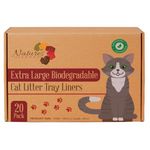 Natures Zone Cat Litter Tray Liners XL 20 Pack | Biodegradable Extra Large Litter Bags with Drawstrings | 100cm x 45cm