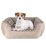 JOEJOY Rectangle Dog Bed for Large Medium Small Dogs Machine Washable Sleeping Dog Sofa Bed Non-Slip Bottom Breathable Soft Puppy Bed Durable Calming Pet Cuddler, Beige