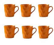 MIWARE 11 Ounce Porcelain Mugs, Set of 6, Tea and Cocoa Mug Set, Orange, Matte