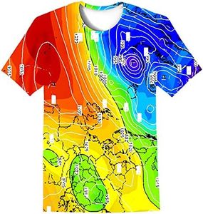 LAIDIPAS Boys Girls Teens Shirts 3D Colorful Graphic Funny Print Shirts for Youth Shirts Size 6-16 Years, Geographic Map, 11-13 Years