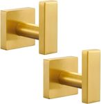 ALTPWJW Door Hooks,2 Pack Stainless Steel Towel Hooks for Bathrooms Screw in Coat Robe Hook(Brushed Brass Gold)