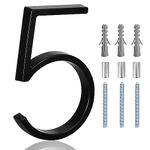 5" Floating Stainless Steel Address House Number, Modern Metal Anti-Rust House Numbers with Nail Kits for Door Garden Mailbox Decor Visibility Signage (5)