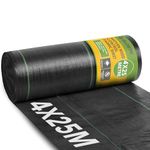 BLOSTM Woven Weed Control Membrane - Garden Membrane Weed Control Heavy Duty for Gravel or Grass Underlay, UV Stabilised Ground Cover Membrane for Garden, Landscaping Weed Barrier Fabric - 4m x 25m