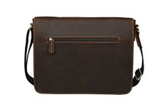 Man's Brown Leather Flap Over Laptop Briefcase Shoulder Messenger Bags