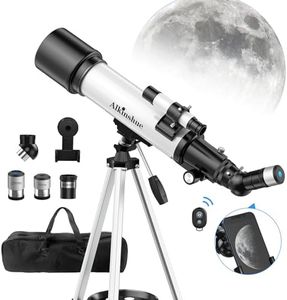 Telescope 70mm Aperture 600mm -Magnification 24-180X, Astronomical Portable Refracting Telescope Fully Multi-Coated High Transmission Coatings AZ Mount with Tripod &Wireless Control & Carrying Bag