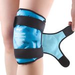 NEWGO Ice Pack for Knee Replacement Surgery, Reusable Gel Cold Pack Knee Ice Pack Wrap Around Entire Knee for Knee Injuries, Knee Ice Wrap for Pain Relief, Swelling, Bruises (Light Blue)