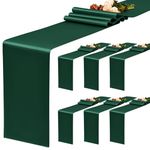 6 Pack Emerald Green Table Runner Satin Table Runner, 12x72 Inch Long Silk Table Runner for Wedding Party Birthday Banquet Table Decoration - Emerald Green