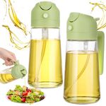 Partideal Oil Dispenser for Kitchen,2 in 1 oil Spray Bottle and Olive Oil Dispenser, Oil Sprayer for Cooking Air Fryer 500ML/17OZ for Cooking,Kitchen,BBQ,Air Fryer,Salad,Baking,Green