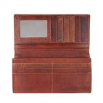 Genuine Leather Slim Men's Tall Full Grain Vintage Crazy Horse Leather Long-Wallet Bifold Wallet (Tan)