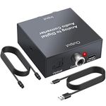 PROZOR Analog to Digital Audio Converter - RCA 3.5mm AUX to Digital Optical Toslink Coaxial Audio Adapter RCA to Digital Converter with a 1m/3.2ft Optical Cable for Blu-ray Player HD DVD AV Amp