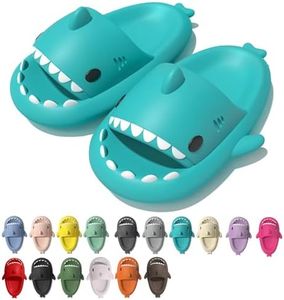 rosyclo Shark Cloud Slippers, Shark Cute Slides for Women Man,Summer Slipper Sandals for Boys Girls Spa Platform Shoes Non-Slip Beach Open Toe Beach Sandals Shower Couple Shoes, Mint Green, 10-10.5