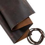 Genuine Leather Sheets for Crafts, Tooling Leather Sheet 12"x24" – Full Grain Buffalo Leather Fabric, Leather Crafting Kit, Veg Tan Leather for Leather Craft w/ 36" Leather Cord MOONSTER® – Dark Brown