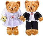 Civaner 2 Sets of Bear Clothes Bear Outfits of Groom's Tuxedo Suit and Bridal Dress Set, The Bear is Not Included, Fit 14-16 Inch Bears, Bear Clothes