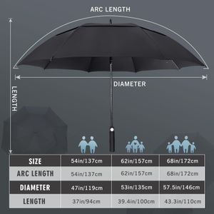 ZOMAKE 62" Golf Umbrella – Large Windproof, Black