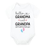 Lillypupp Pregnancy Announcement Gift For Grandparents To Be| Hello Grandma Grandpa Pregnant Reveal Baby Romper Romper.