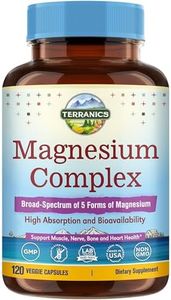 Terranics 5-in-1 Magnesium Complex Supplement 500mg - 5 Forms High Absorption Magnesium Glycinate Citrate Malate Aspartate Gluconate - Non-GMO 120 Vegan Magnesio Capsule for Sleep Muscle Heart Health