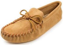 Minnetonka Men's Leather Laced Softsole Moccasin, Tan, 10.5 Wide