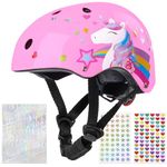 Kids Bike Helmet,Unicorn Castle Toddler Helmet Adjustable Skateboard Helmet Age 3-8 Years Cycling Skateboard Inline Skating Scooter,Light Pink