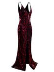 VIJIV Vintage 1920s Slip Prom Gown Sexy V Neck Sequin Mermaid Wedding Dresses for Bride Black L