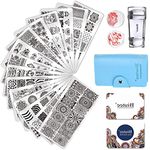 Biutee 15 pcs Nail Stamping Plates Set with 1 Stamper, 2 Scraper, 1 Storage Bag for Manicure Art, Vintage Ethnic Leaves Flowers Animal Image Stamp Kit