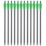 GUU 12PK Crossbow Bolts Arrows Carbon Shafts 18 20 22 inch Crossbow Arrows Green 4” Vanes Half-Moon Nocks Hunting Outdoor (20 inches)