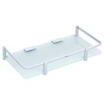 Atlantic Premium Brass Chrome Finish Glass Bathroom and Kitchen Shelf Accessories, Multi Purpose Glass Shelves Wall Mount Shelf (18"X6"X 8 mm) (Pack of 1)