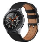 22mm Leather Strap Compatible With Samsung Galaxy Watch 46mm /Galaxy Watch 3 45mm /Gear S3 Frontier/Classic, Soft LeatherSport Wristband Replacement Straps For Men Women (22mm, Black)