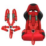 BESTZHEYU Compatible for 5-Point Racing Safety Harness Set with Ultra Comfort Heavy Duty Shoulder Pads Universal Polyester Safety Harness Set fit for Sports Car, Racing Car, Car Red (Pack of 1)